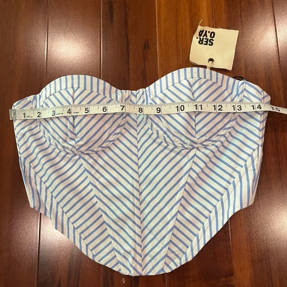 New NWT SER.O.YA Blue Corset Top Melanie Stripe Strapless Sleeveless Bustier S - Picture 5 of 6